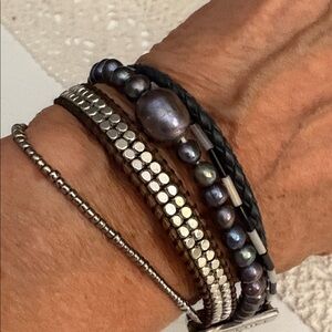 Black and Silver Multi-Strand Bracelet - Victoria Emerson